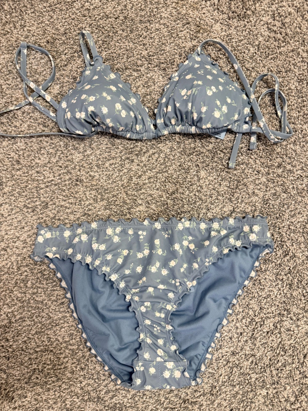 Shade & Shore Slate Blue Floral Women’s Two-Piece Bikini NWOT
